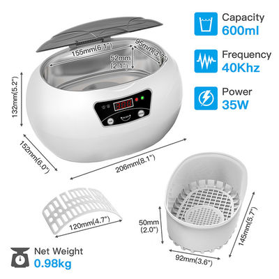 Décapant ultrasonique de disque vinyle de la montre 40KHz 35W 600ML