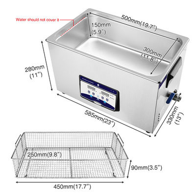 Acier inoxydable 480W de décapant ultrasonique de laboratoire d'ISO13485 22L avec l'appareil de chauffage de minuterie
